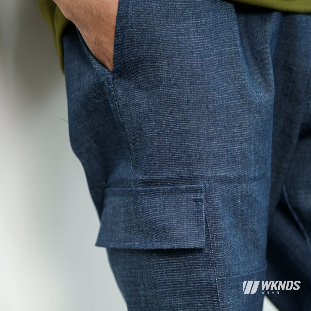 Denim Cargo Pants Straight Cut