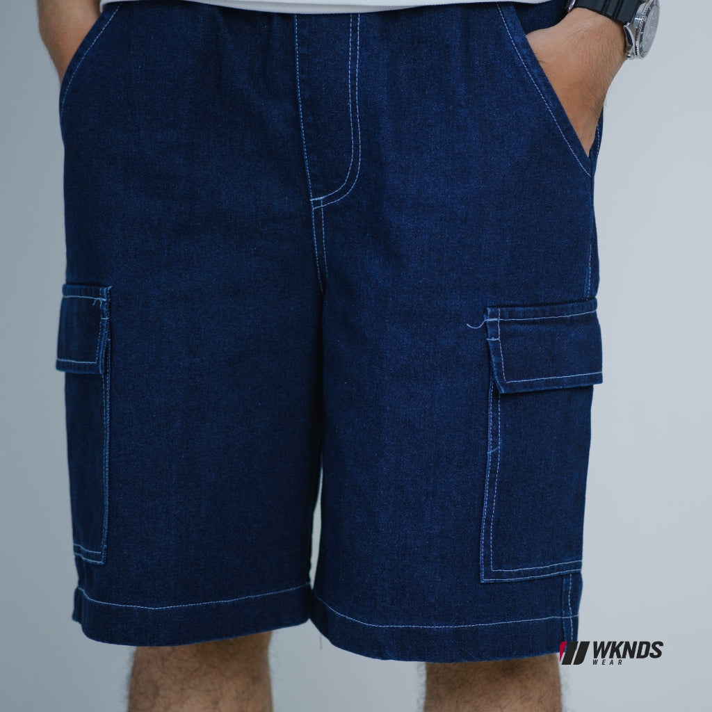Washed Denim Cargo Jorts