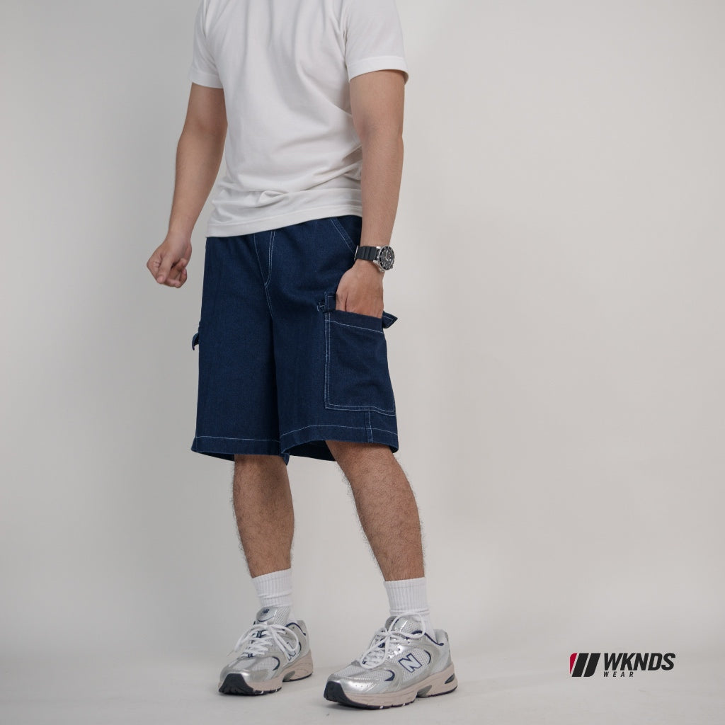 Washed Denim Cargo Jorts