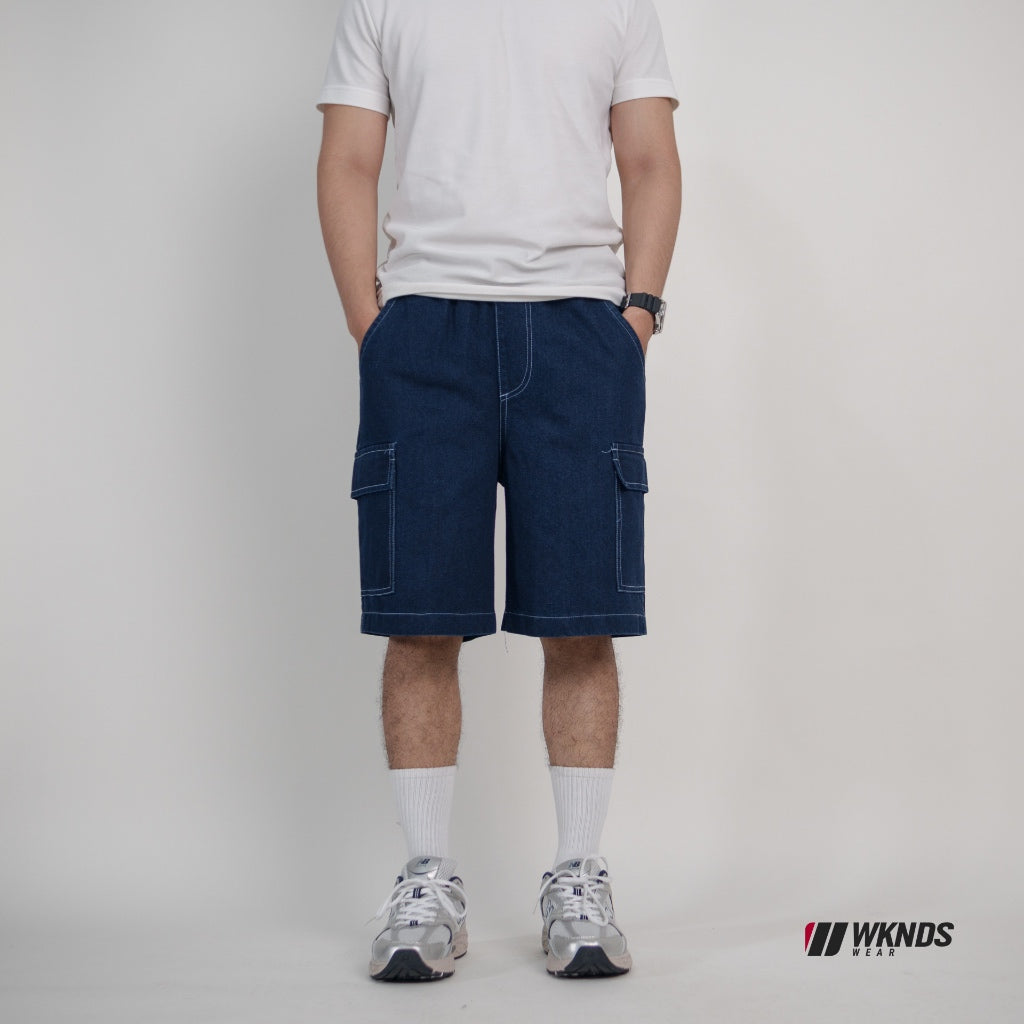 Washed Denim Cargo Jorts