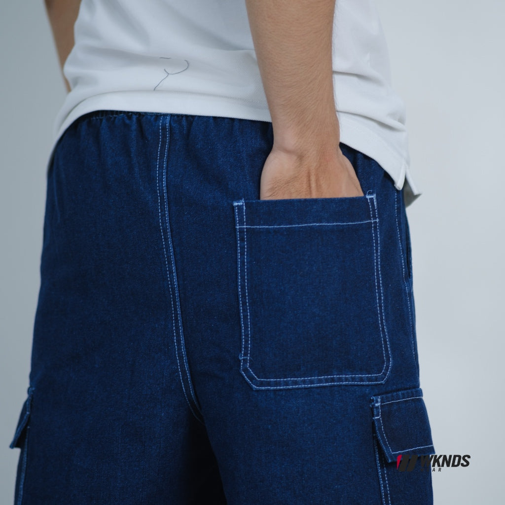 Washed Denim Cargo Jorts