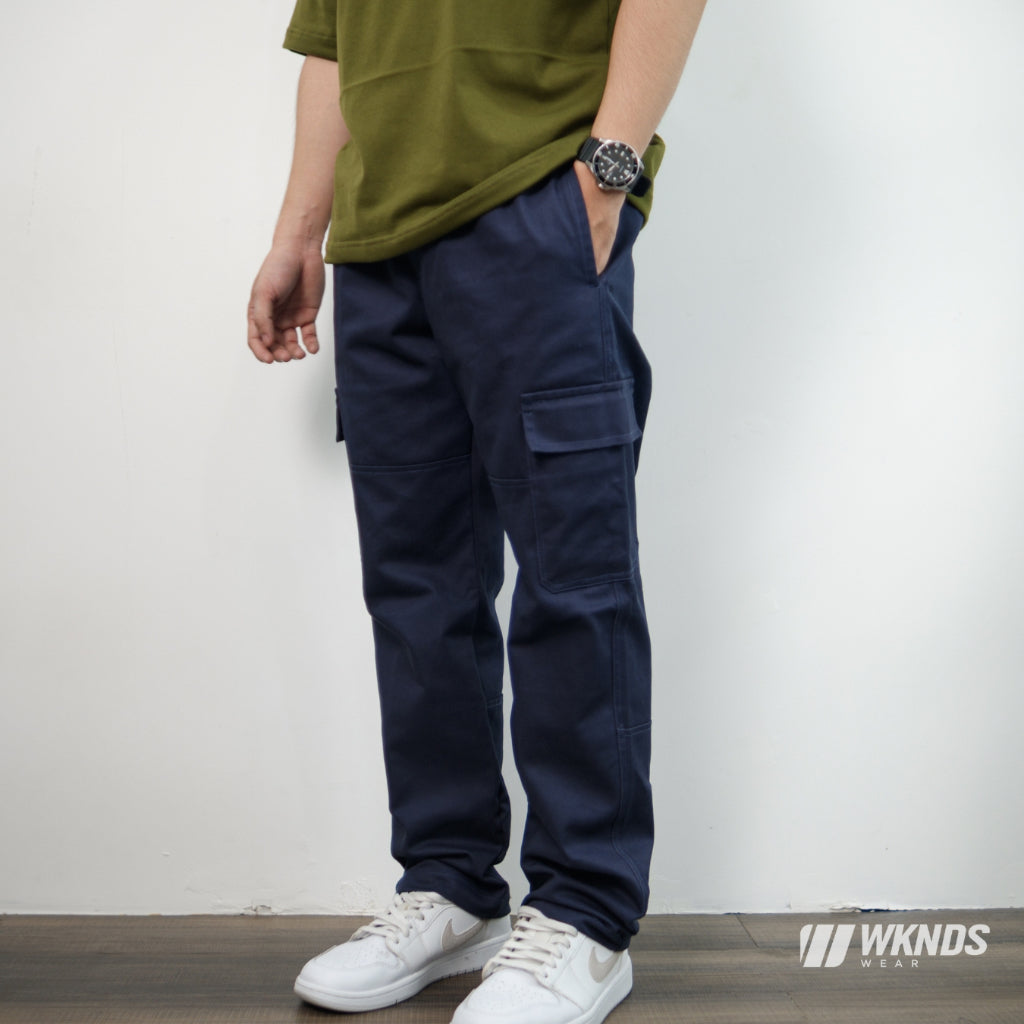 Denim Cargo Pants Straight Cut