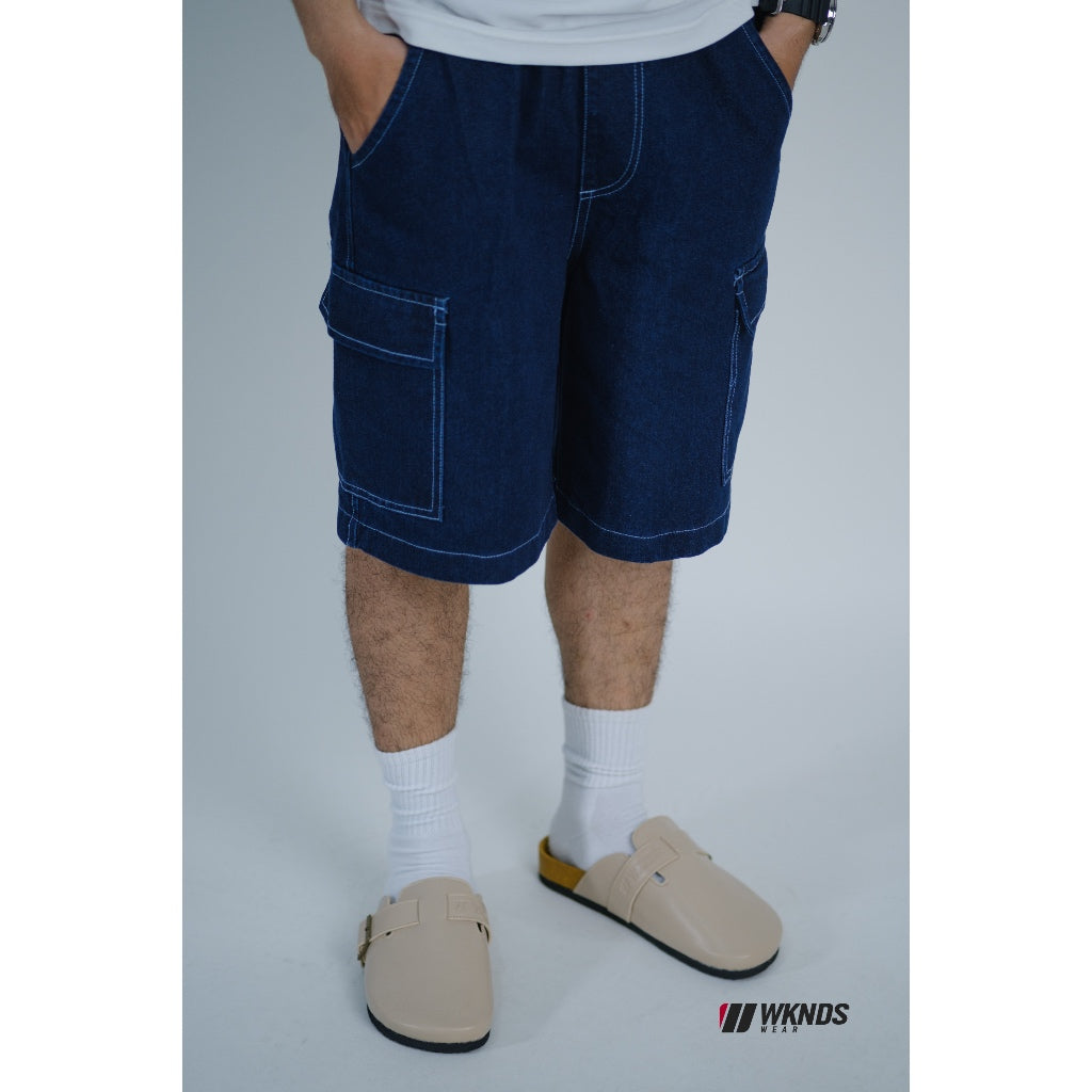Washed Denim Cargo Jorts