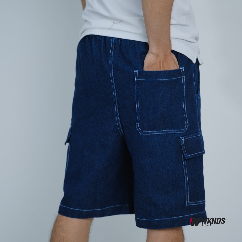 Washed Denim Cargo Jorts