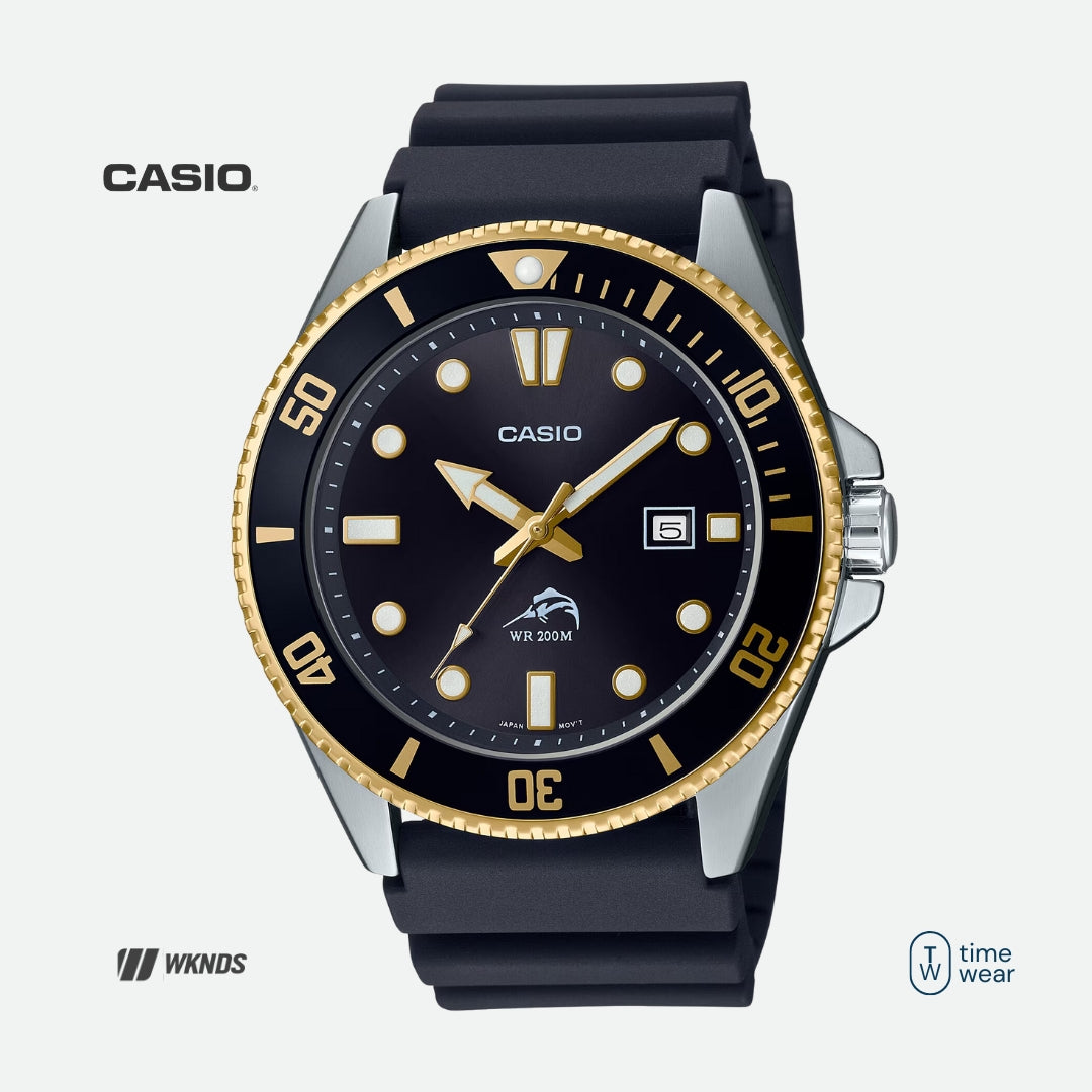 CASIO Duro MDV106G 1AV Analog Black Gold Authentic WKNDS Wear