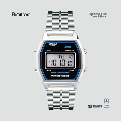 ARMITRON Rubik Retro Stainless Steel Digital Sports Unisex Watch Authentic