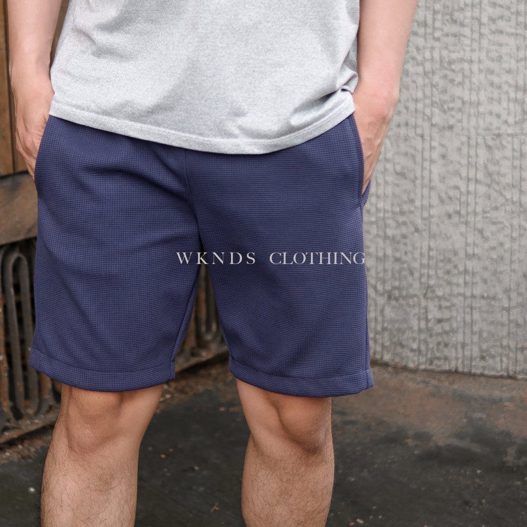 Waffle Knitted Fabric Plain Shorts