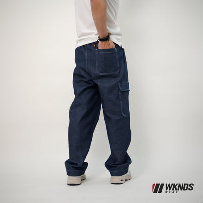 Denim Washed Baggy Cargo / Carpenter Pants