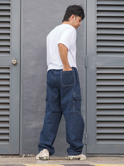Denim Washed Baggy Cargo / Carpenter Pants