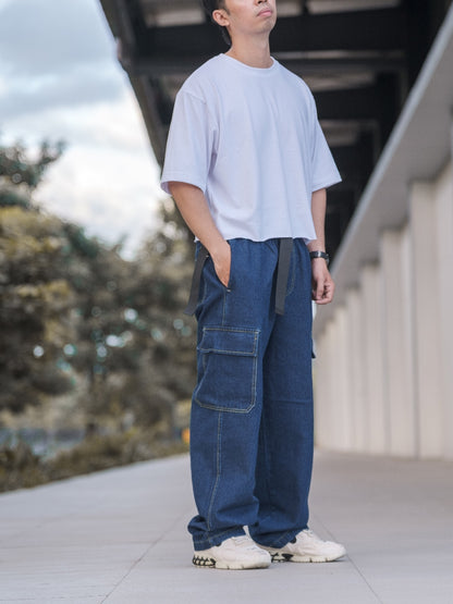 Denim Washed Baggy Cargo / Carpenter Pants