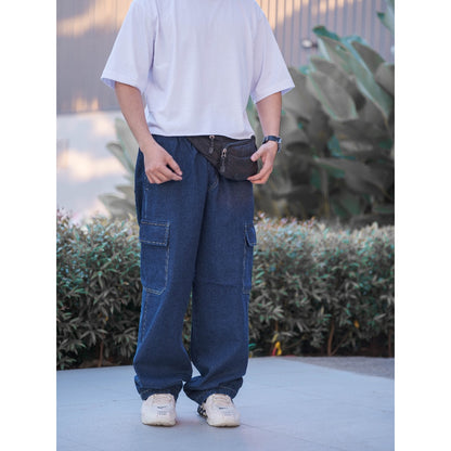 Denim Washed Baggy Cargo / Carpenter Pants