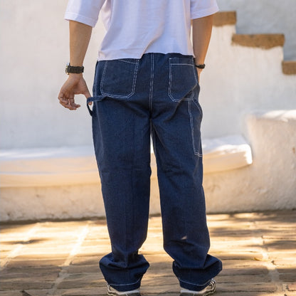 Denim Washed Baggy Cargo / Carpenter Pants