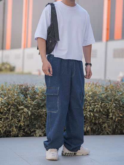 Denim Washed Baggy Cargo / Carpenter Pants